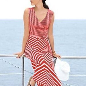 Talbots Nautical Cruise Striped Maxi Dress 1X